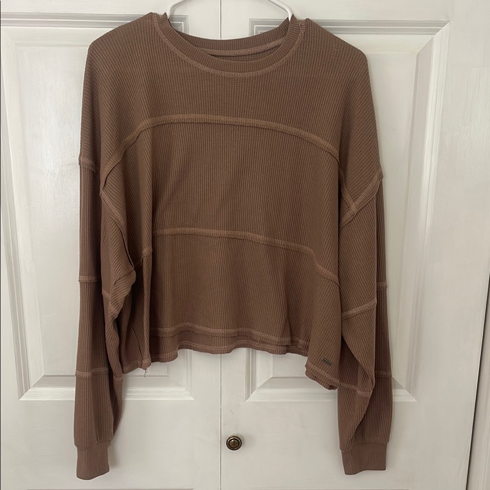 Brown Ribbed Hollister Top